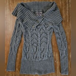 Guess Jeans Cozy Knit Gray Cowl Neck Sweater - Perfect Winter Sweater